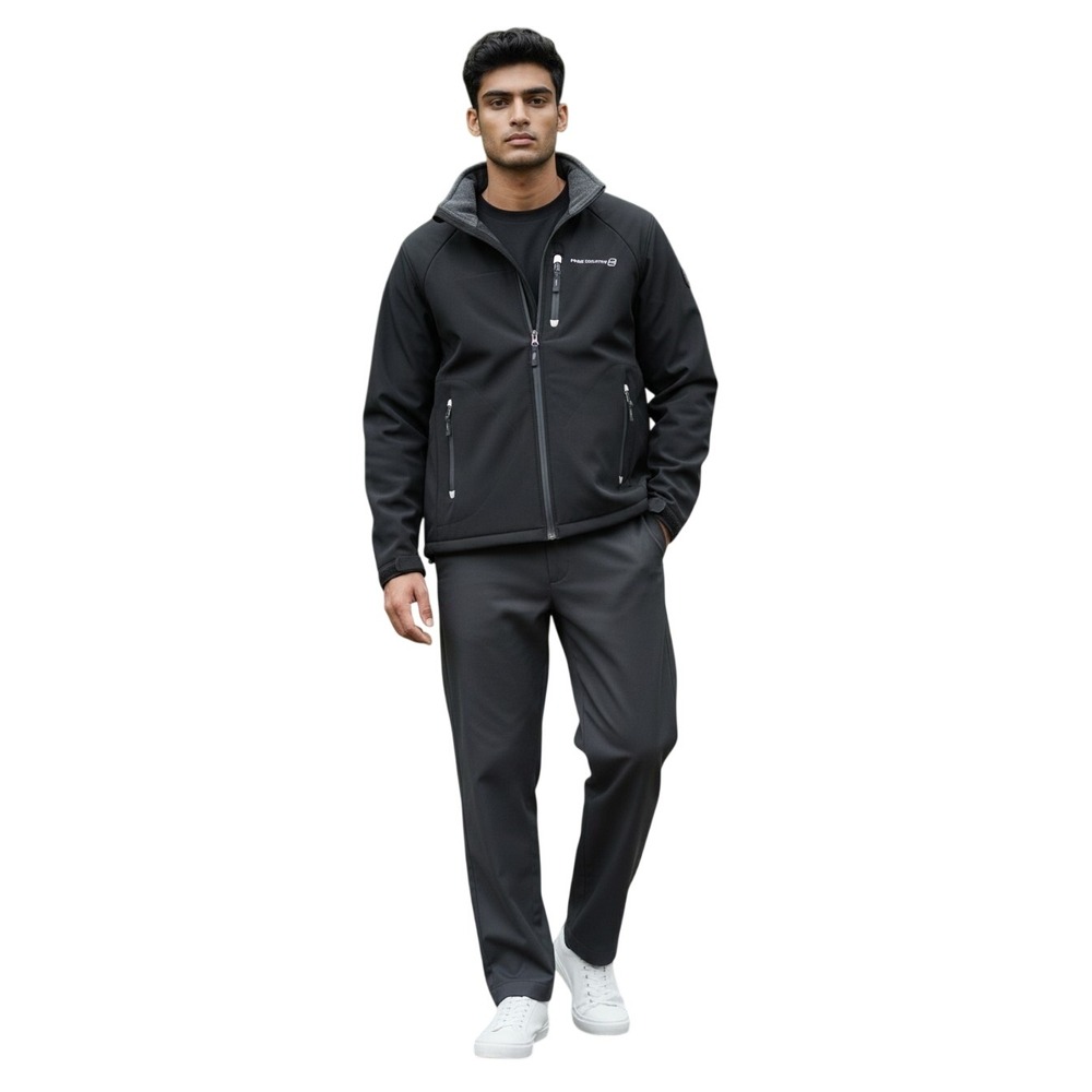 Free Country Mens Black Softshell Fleece Lined Full Zip Jacket Large
